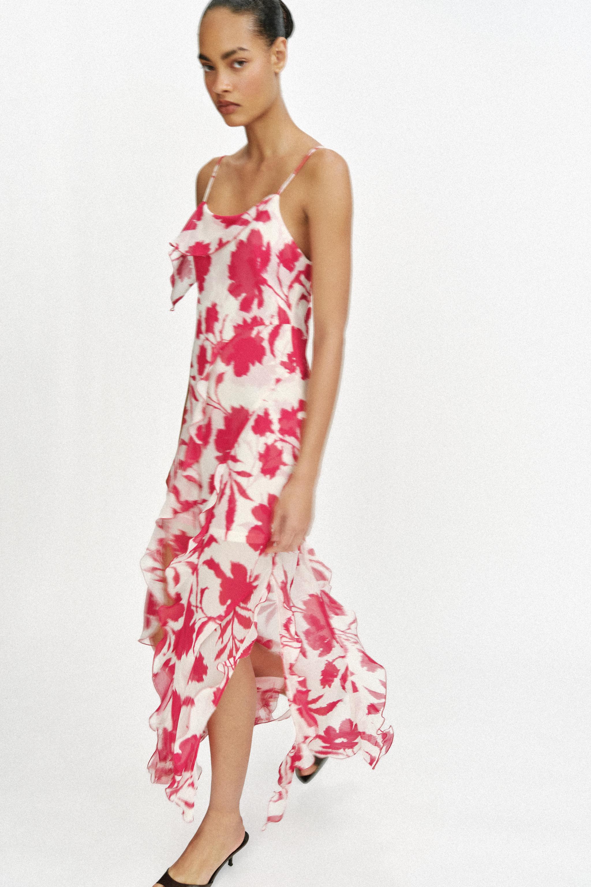 PRINTED LINGERIE STYLE MIDI DRESS